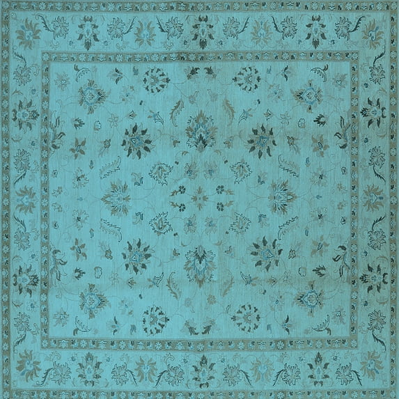 Ahgly Company Indoor Square Oriental Light Blue Traditional Area Rugs, 3' Square
