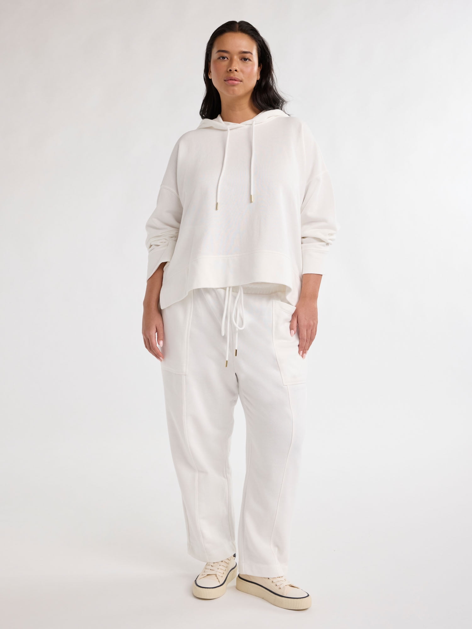 Free Assembly Women's and Women's Plus French Terry Cloth Hoodie with Long Sleeves, Sizes XS-4X