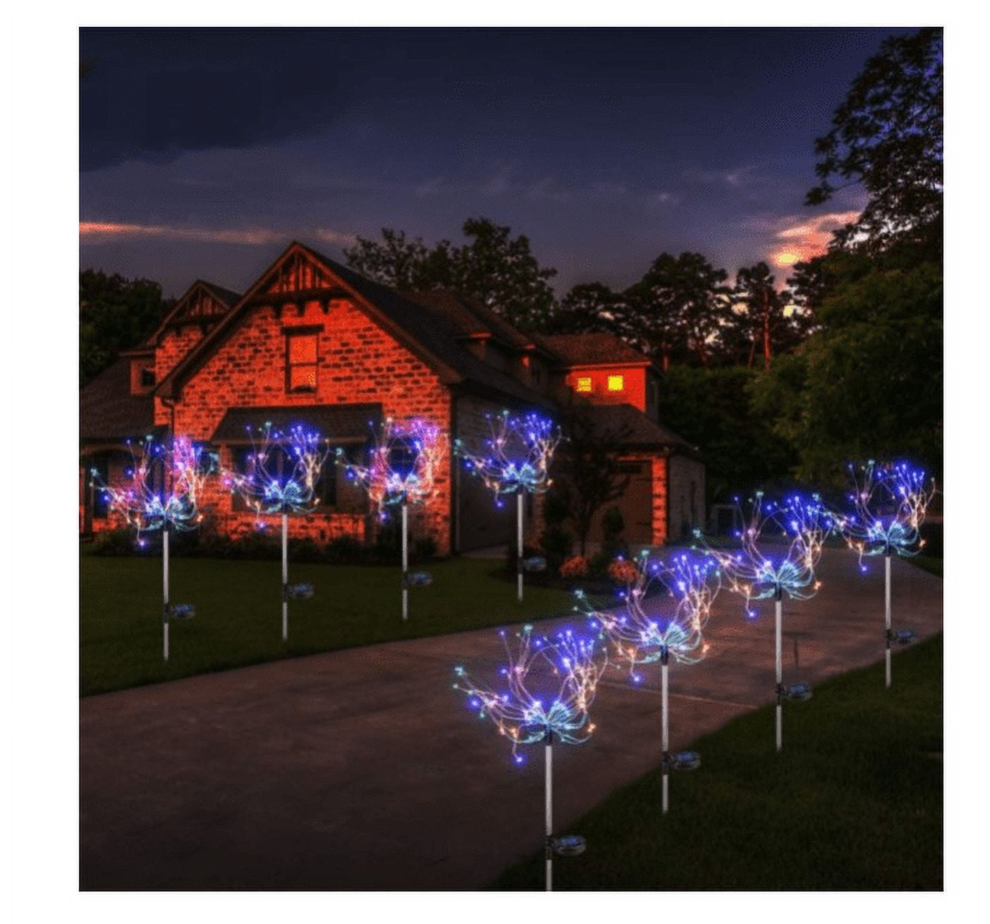 Solar Garden Lights, Outdoor Firework Lights, 3 Pack 120 LED Solar Lights Decorative Stake with Remote, 8 Modes DIY Landscape Light Waterproof Lamps for Walkway Pathway Backyard Lawn(Colorful)