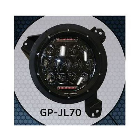 Iron Cross Assemblage de Phare GP-JL70 Style OE; Ampoule LED; 13 OSRAM LED; 75 Watts; Lentille Claire; Boîtier Noir; Ensemble de 2