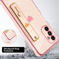 thumbnail image 2 of Designed for Samsung Galaxy A14 5G Case with Strap Luxury Love Heart Plating Gold Bumper Phone Cover Wristband Kickstand Full Body Protective Slim Case for Women-Pink, 2 of 6