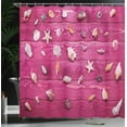 thumbnail image 4 of Ambesonne Nautical Shower Curtain, Seashells Vintage, 69"Wx75"L, Cream and Fuchsia, 4 of 5