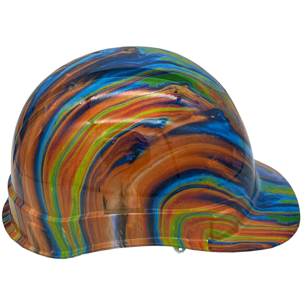 Oil Spill Design Hydro Dipped Hard Hats Cap Style Design with 4 Pt Suspension