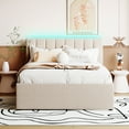 thumbnail image 2 of Harper & Bright Designs Teddy Fleece Full Size Upholstered Platform Bed with Trundle, Beige, 2 of 9