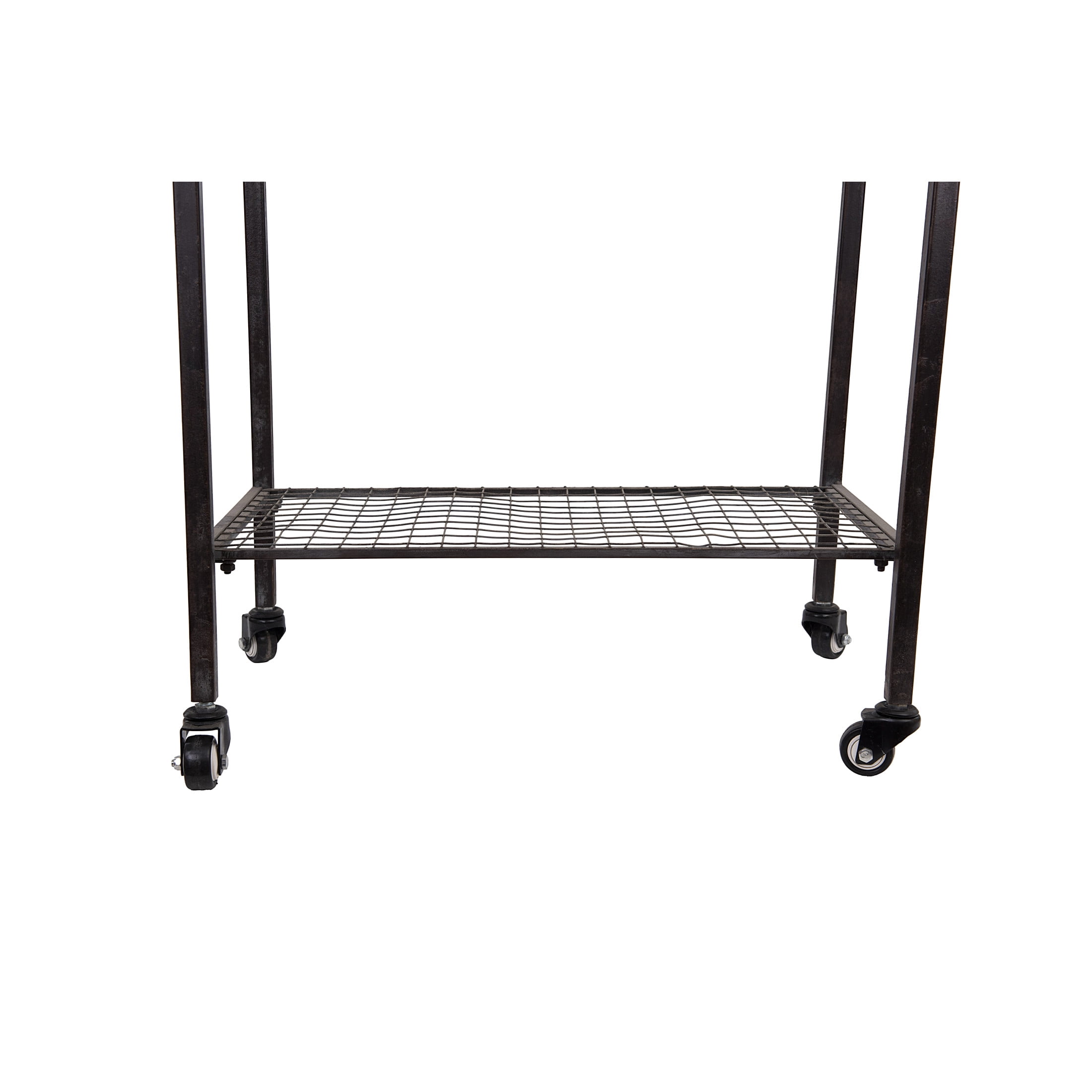 Creative Co-Op Metal Planter Tub on Stand with Rolling Wheels, Galvanized Silver and Black