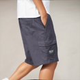 thumbnail image 2 of PEASKJP Shorts pour Hommes Graphiques Coupe Ample Décontractée Randonnée Pantalons d'Extérieur avec Multi-Poches, Gris Foncé TG, 2 of 3