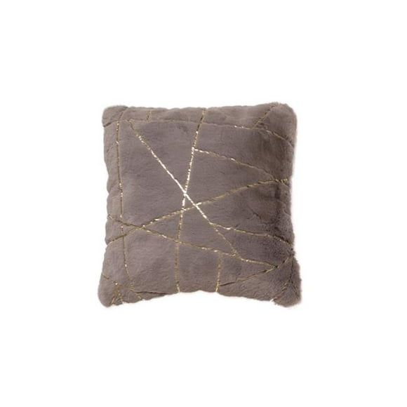 Brea BREAPIL8041818 18 x 18 in. Faux Rabbit Fur Square Pillow, Grey & Gold