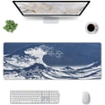 thumbnail image 2 of Watercolor Blue Japanese Wave Gaming Mouse Pad XL, Large Non Slip Rubber Mousepad, Stitched Edges Mouse Pads, Long Extended Mice Pad,31.5'''' X 11.8'''', 2 of 6