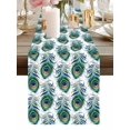 thumbnail image 2 of Burlap Table Runner 120 Inches Long, Abstract Peacock Feathers Non-Slip Kitchen Table Runners for Dining Room Everyday Use Party Table Decorations Bohemian Green Bird, 2 of 9