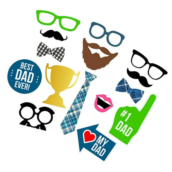 15 Pcs/set Father's Day Party Supplies Fathers Photo Backdrop Prop Booth Props for Birthday Dad