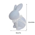 thumbnail image 2 of Easter Flocked Bunny Figurine with Bow, Realistic Fuzzy Rabbit Statue, Adorable Easter Bunny Decor Home Tabletop Decor, Soft Easter Decor for Cozy Farmhouse Mantel and Shelf Display, 7*8.6in, Gray, 2 of 6