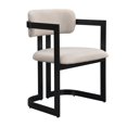 thumbnail image 6 of Set of 2 Upholstered Dining Chairs with Beige Fabric and Black Metal Frame, 6 of 10