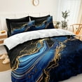 thumbnail image 3 of Black Gold Bedding Blue Marble Comforter Set 8 Pieces Bed in a Bag with 1 Black and Blue Comforter, 1Flat Sheet, 1 Fitted Sheet, 4 Pillowcases, 1 Marble Cushion Cover, 3 of 8