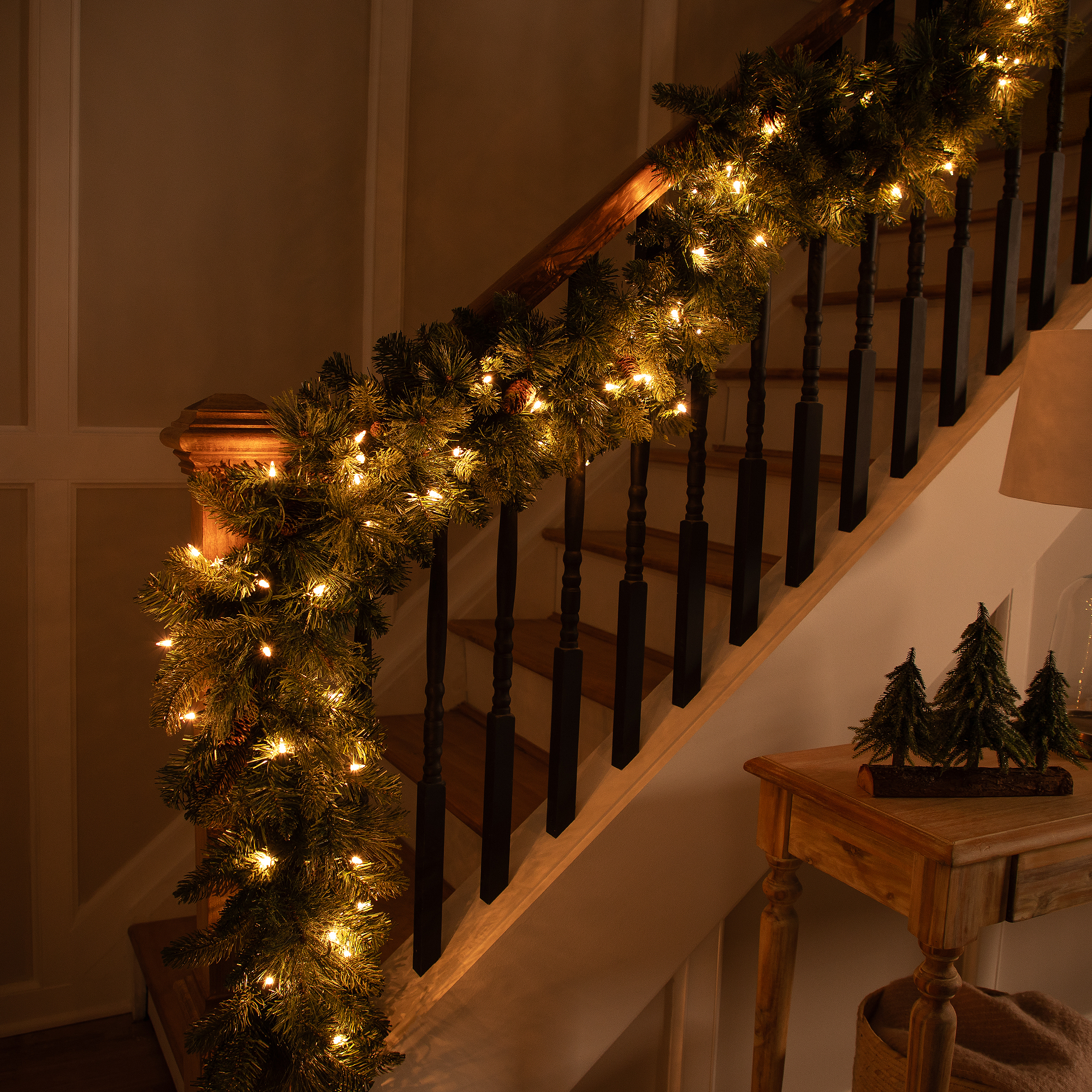 Pre-Lit Flocked Mixed Pine and Pine Cones Artificial Christmas Garland - 9' x 14" - Clear Lights