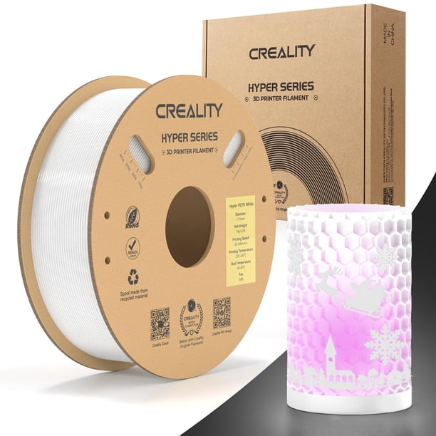 Filamento para impresora 3D Creality Hyper PETG, 1,75 mm, 1 kg, blanco