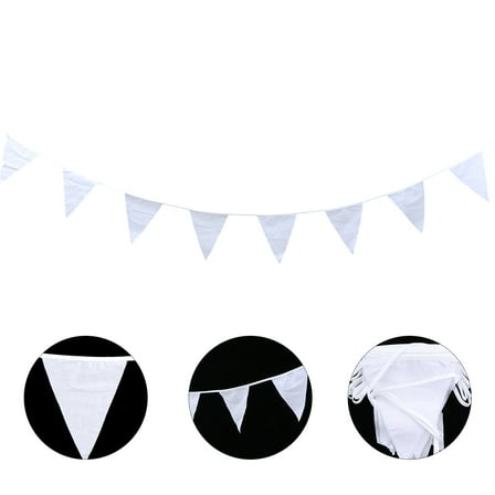 Toyvian White Triangle Cloth Hanging Banner for Wedding Decor and Festival Backdrop