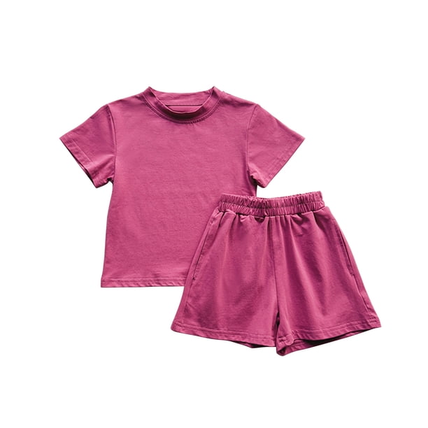Odeerbi 1-10 Años Niños Niñas Conjuntos de Verano Camiseta de Manga Corta de Algodón Pantalones Cortos Conjunto de Dos Piezas Suave