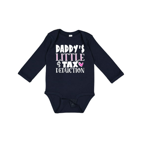 Inktastic Daddy's Little Tax Deduction Pink Hearts Boys or Girls Long Sleeve Baby Bodysuit
