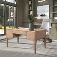 thumbnail image 3 of Pemberly Row Gold Accent 5-Drawer Wood Executive Desk Natural Brown Wood, 3 of 6