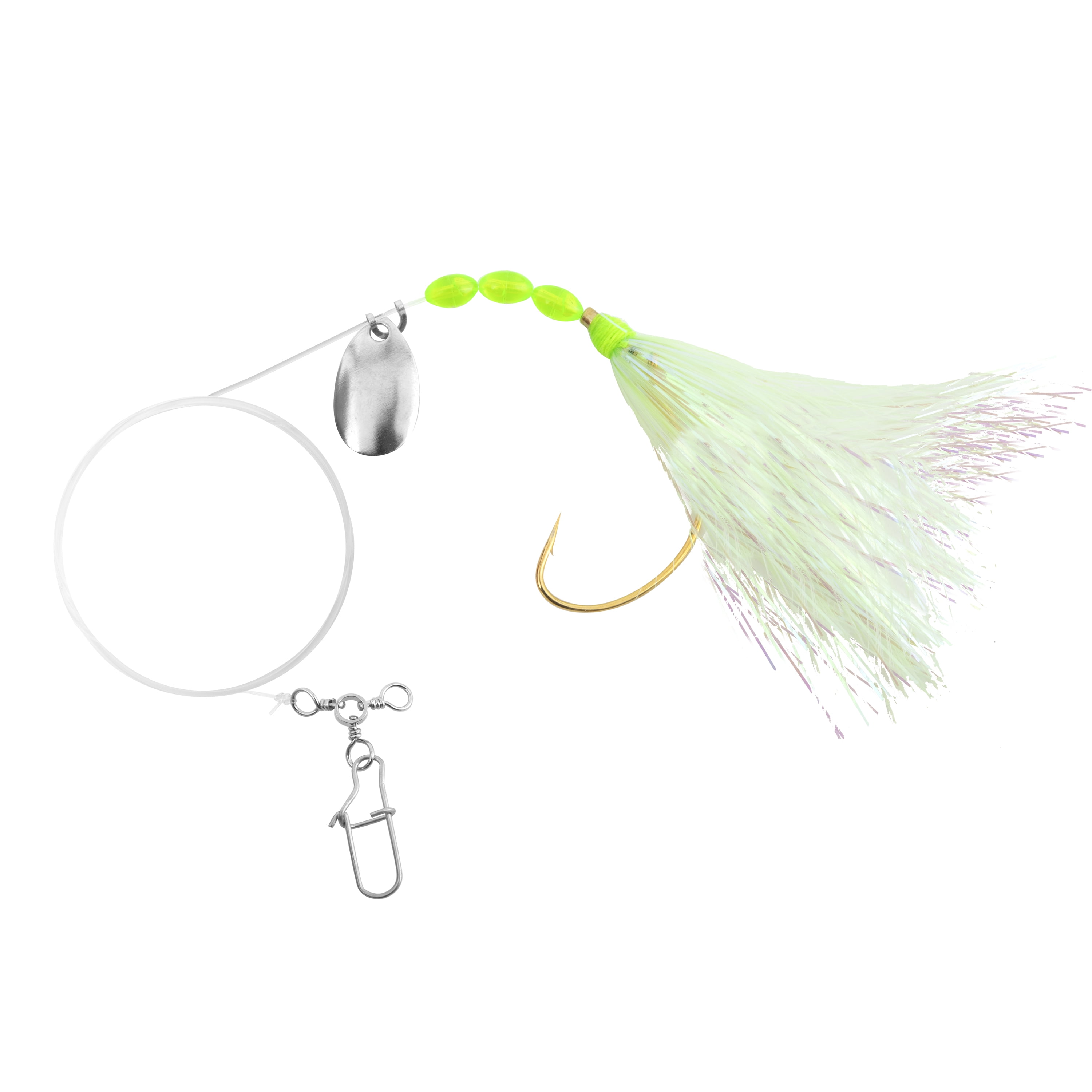 (3 pack) Tsunami Fluke Fishing Rig 2/0 – Chartreuse Flashabou