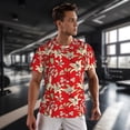 thumbnail image 3 of Wukai Lilies Flowers Print Men's Short-Sleeved Mesh T-Shirt,Quick-Dry Short Sleeve Workout T-Shirt-, 3 of 8
