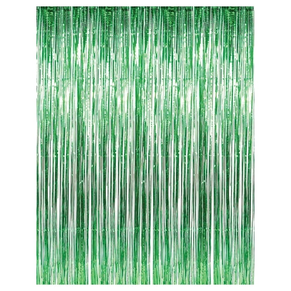 3' x 8' Green Tinsel Foil Fringe Door Window Curtain Party Decoration