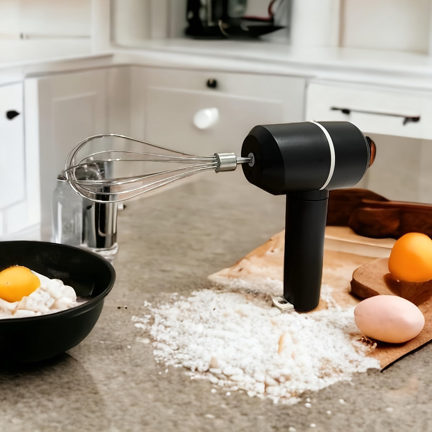 USB Rechargeable Cordless Hand Mixer, 3-Speed Electric Whisk with 304 Stainless Steel Beaters & Balloon Whisk for Baking Cakes, Cookies, Butter Tarts