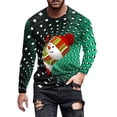 thumbnail image 2 of Blusas y camisas de manga larga con cuello redondo para hombre, estilo casual, cuello redondo, manga larga, camiseta estampada de Halloween, blusa de poliéster para hombre., 2 of 5