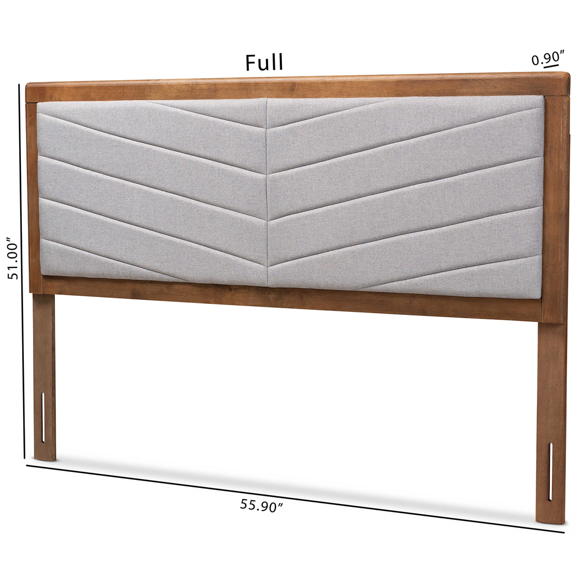Baxton Studio Iden Modern and Contemporary Light Grey Fabric Upholstered and Walnut Brown Finished Wood King Size Headboard
