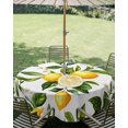 thumbnail image 3 of Outdoor Tablecloth with Umbrella Hole Zipper White Flowers Round Tablecloth 54" Waterproof Outside Table Cloth Countryside Lemon Fruit Garden Patio Table Cover Tablecloths for Picnic Party, 3 of 8