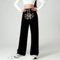 thumbnail image 2 of Shadoumai Letter Print Girls Casual Wide Leg Pants Loose Fit Lightweight Knit Sweatpants Comfortable Trousers For Teen Youth Children Fashion Daily Wear,Uniform Pants for Girls 4-5 Years, 2 of 5