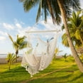 thumbnail image 3 of Hammock Chair，Max 330lbs, Large Hanging Chair, Soft Cotton Rope Swing Chair with High Load-Bearing Metal Rod,Indoor Outdoor Garden Yard Living Room Use, 3 of 7