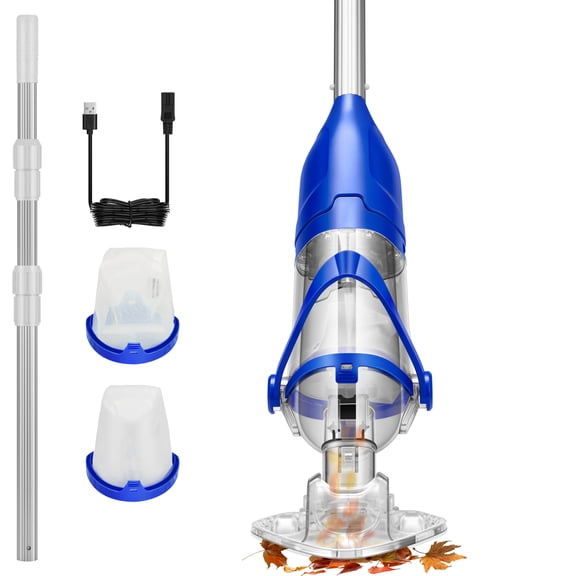 SPECSTAR Cordless Pool Vacuum with Powerful Quiet 20W Motor,13.2 GPM Suction, 60-Min Run Time, Adjustable Pole for Pools/Spas - Blue