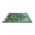 thumbnail image 2 of Ahgly Company Machine Washable Indoor Rectangle Medallion Turquoise Blue Traditional Area Rugs, 5' x 8', 2 of 4