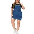 thumbnail image 2 of Agnes Orinda Women's Plus Size Denim Overall Dress Adjustable Strap Casual Denim Suspender Dress 5X Denim Blue, 2 of 7