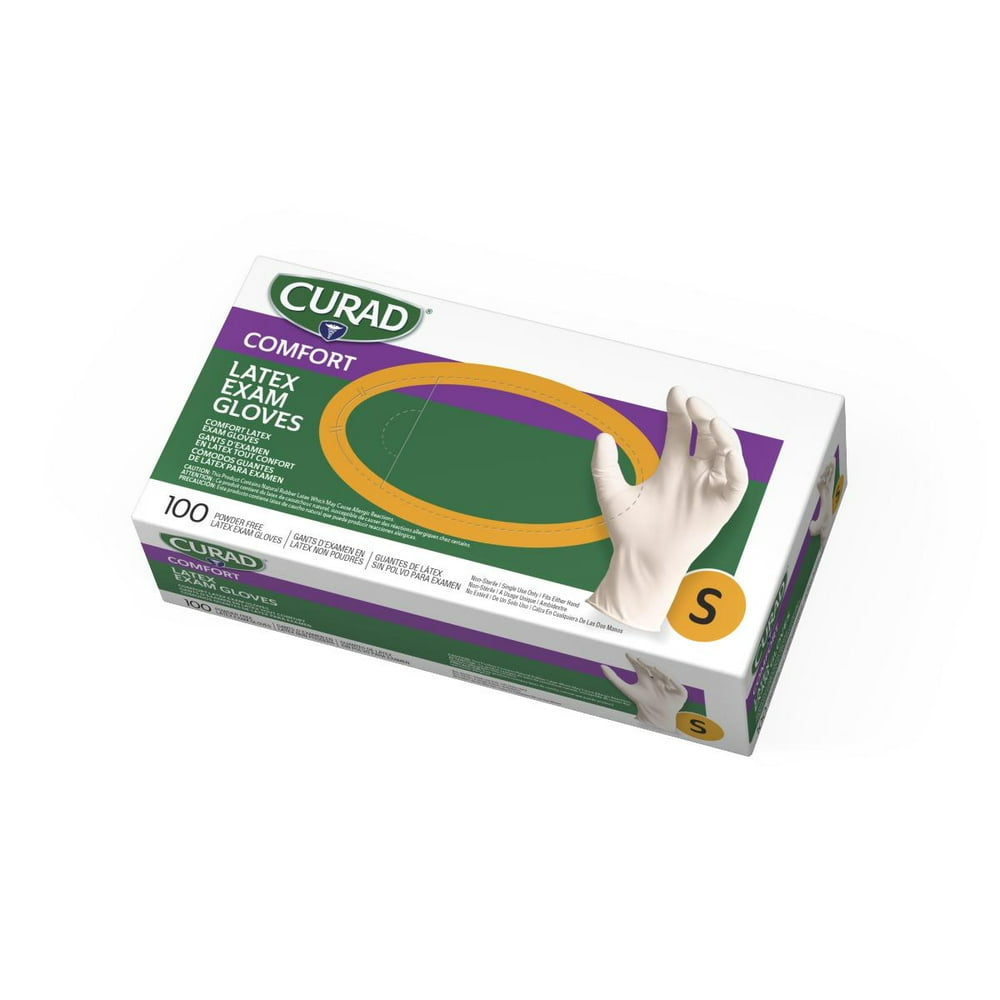 Curad Exam Gloves Latex 100ct Size Small