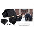 thumbnail image 5 of Mens Floral Tie Set Classic Woven Necktie with Pocket Square Cufflinks & Tie Clip Wedding Black, 5 of 6