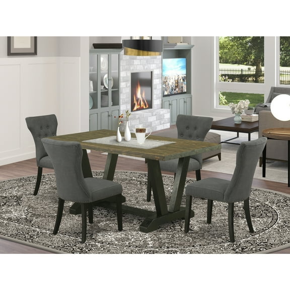 5-Piece Kitchen Dinette Set - Dining ChairsRectangular Table - Modern Design