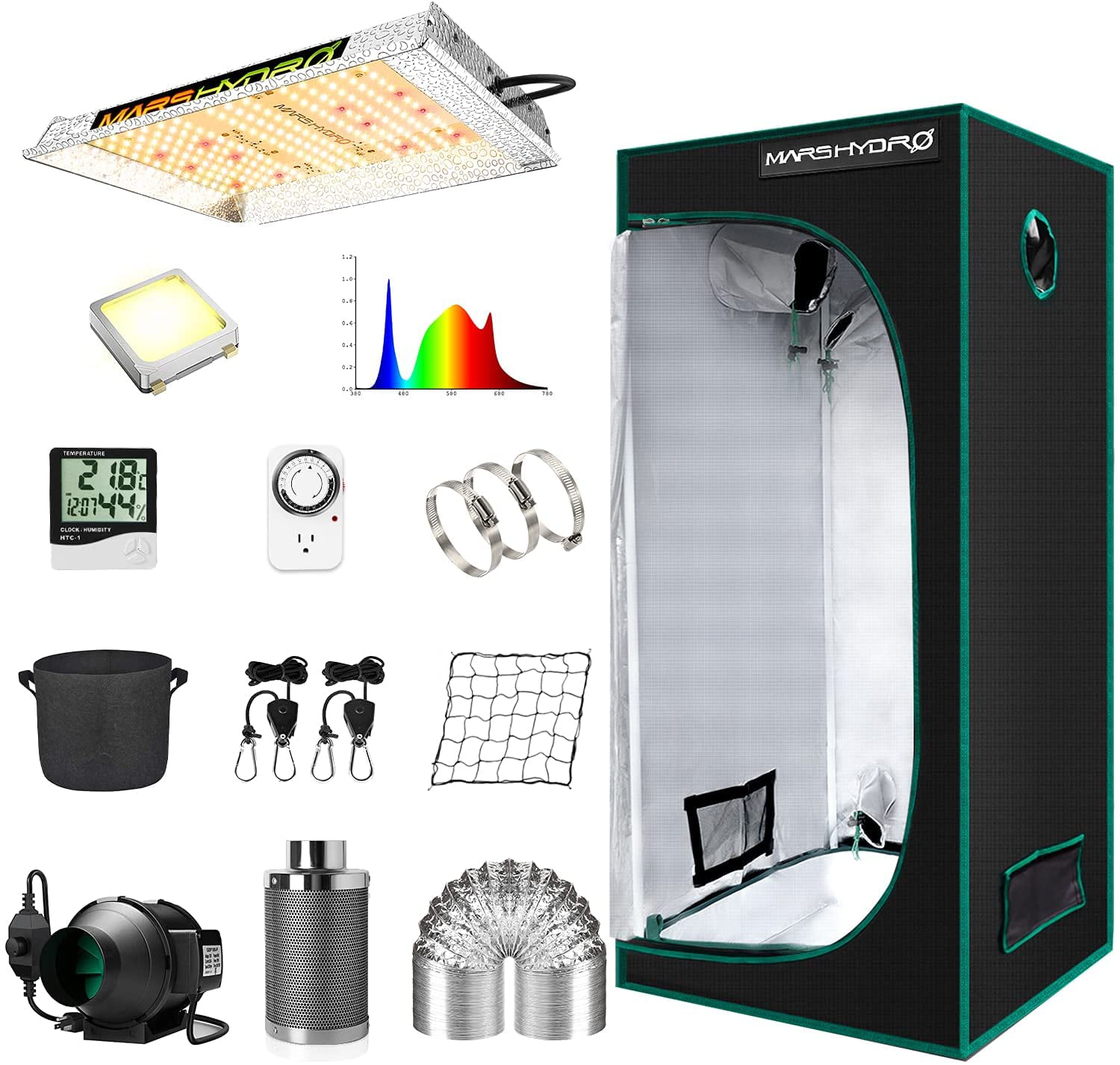 Indoor Complete Digital Light Kit 600w Hydroponics Grow Room Tent 4" Fan Filter 