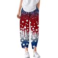 thumbnail image 4 of WTOBBY Women's Patriotic Print Wide Leg Summer Pants - Elastic Waist Casual Trousers with Deep Pockets & Quick-Dry Fabric for 4th of July Outfits,Red L, 4 of 4