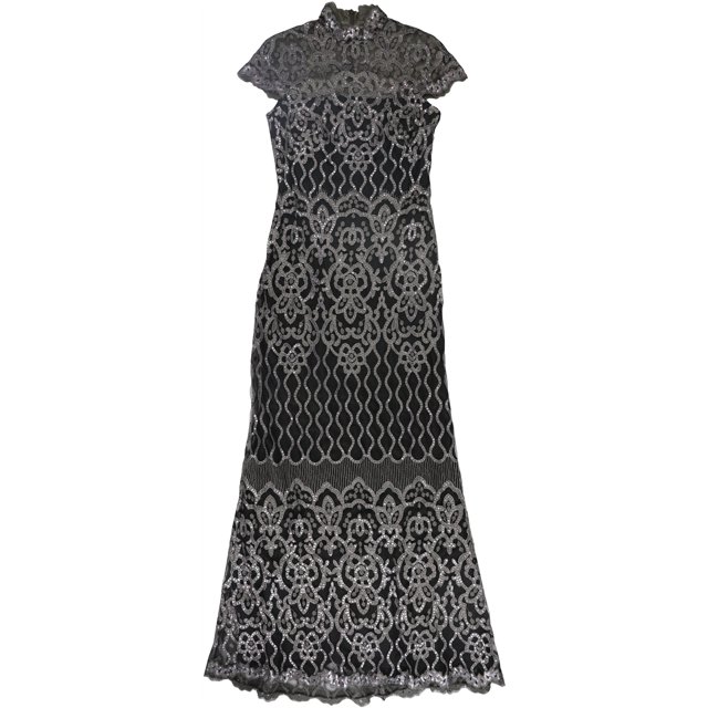 Tadashi Shoji Womens Sequin Gown Dress black 8
