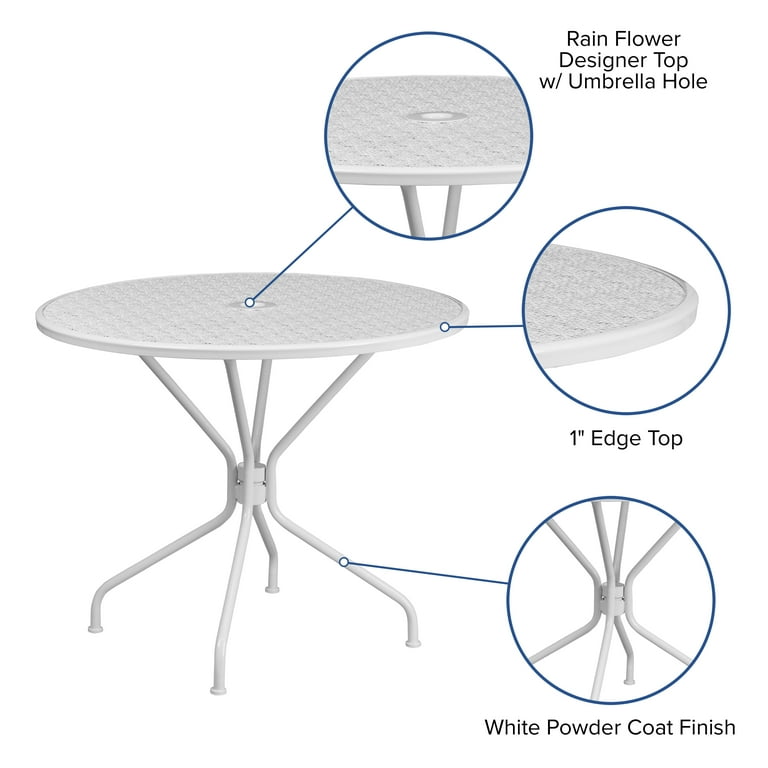 White round patio table with umbrella hole discount