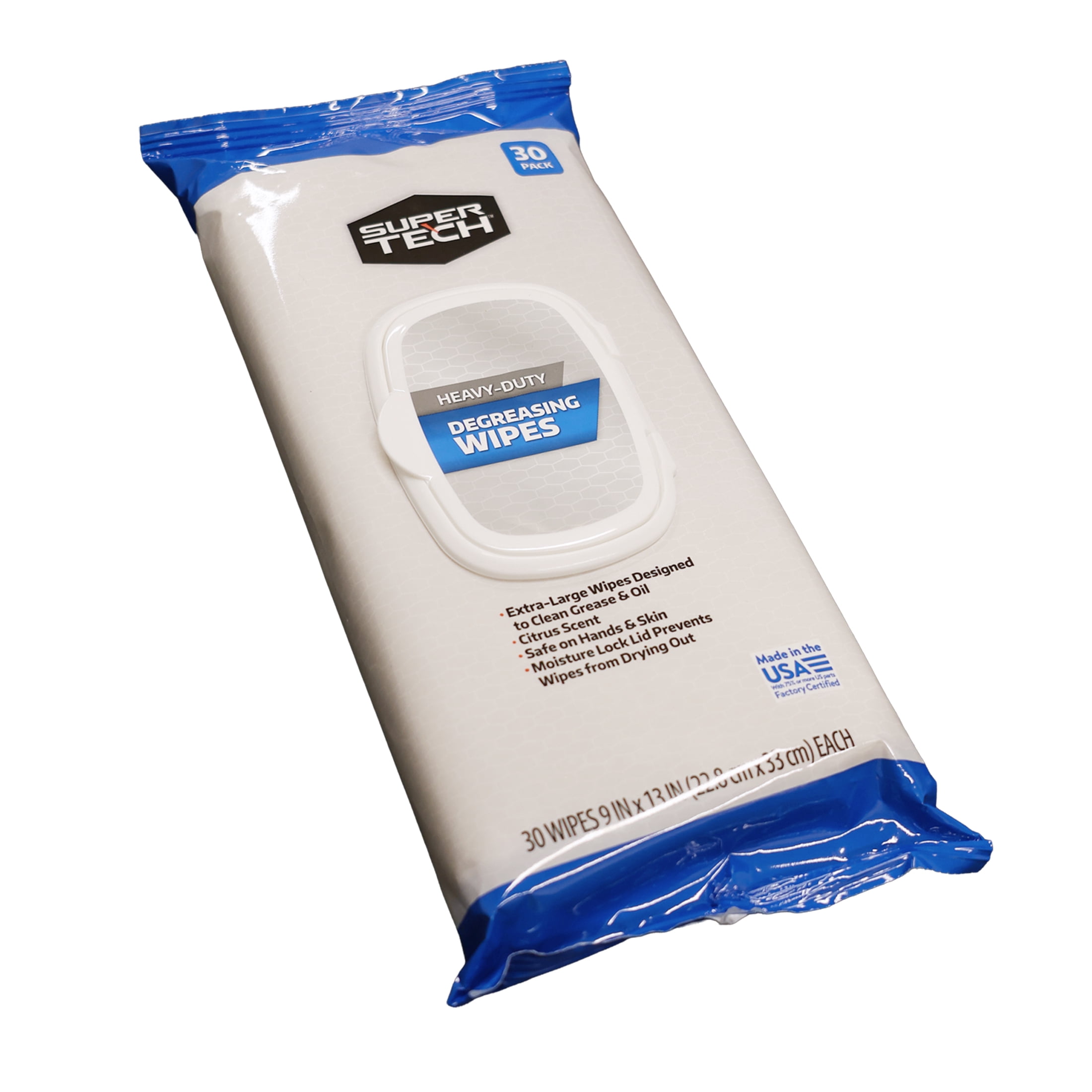 Super Tech XL Engine Degreaser Wipes, Heavy-Duty Dual Texture, 30 Count