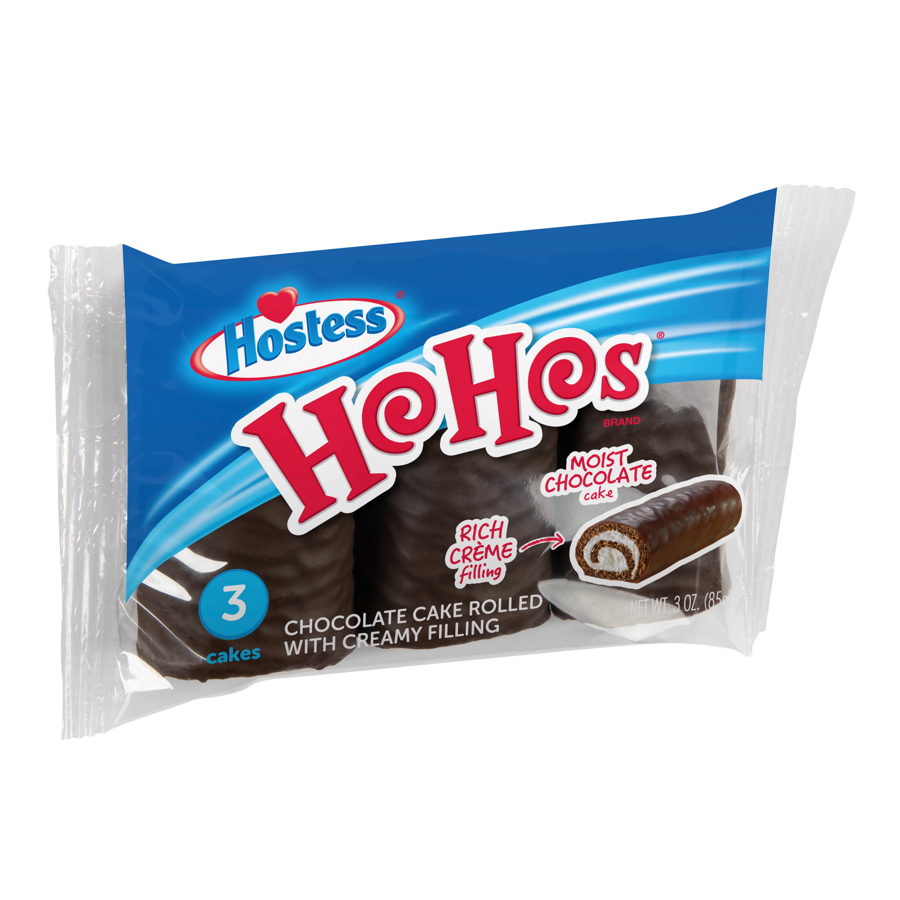 HOSTESS HOHOS, Chocolate Snack Cakes, Single Serve, 3 oz, 3 Count