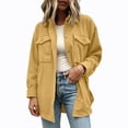 thumbnail image 2 of Mifsaly Womens Waffle Knit Shacket Lapel Collar Button Down Long Sleeve Shirt Jacket Relaxed Fit Work Office Daily Casual Fall Outerwear Yellow,XXL, 2 of 7