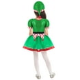 thumbnail image 2 of iiniim Girls Christmas Elf Costume Puff Sleeve Dancewear Sequined Tutu Dress with Hat Set Green 4, 2 of 7