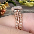thumbnail image 5 of Milgrain Trio Set Emerald Cut Morganite Wedding Set Engagement Ring Anniversary Ring 14k Rose Gold Art Deco Shining Startling Ring, 5 of 5