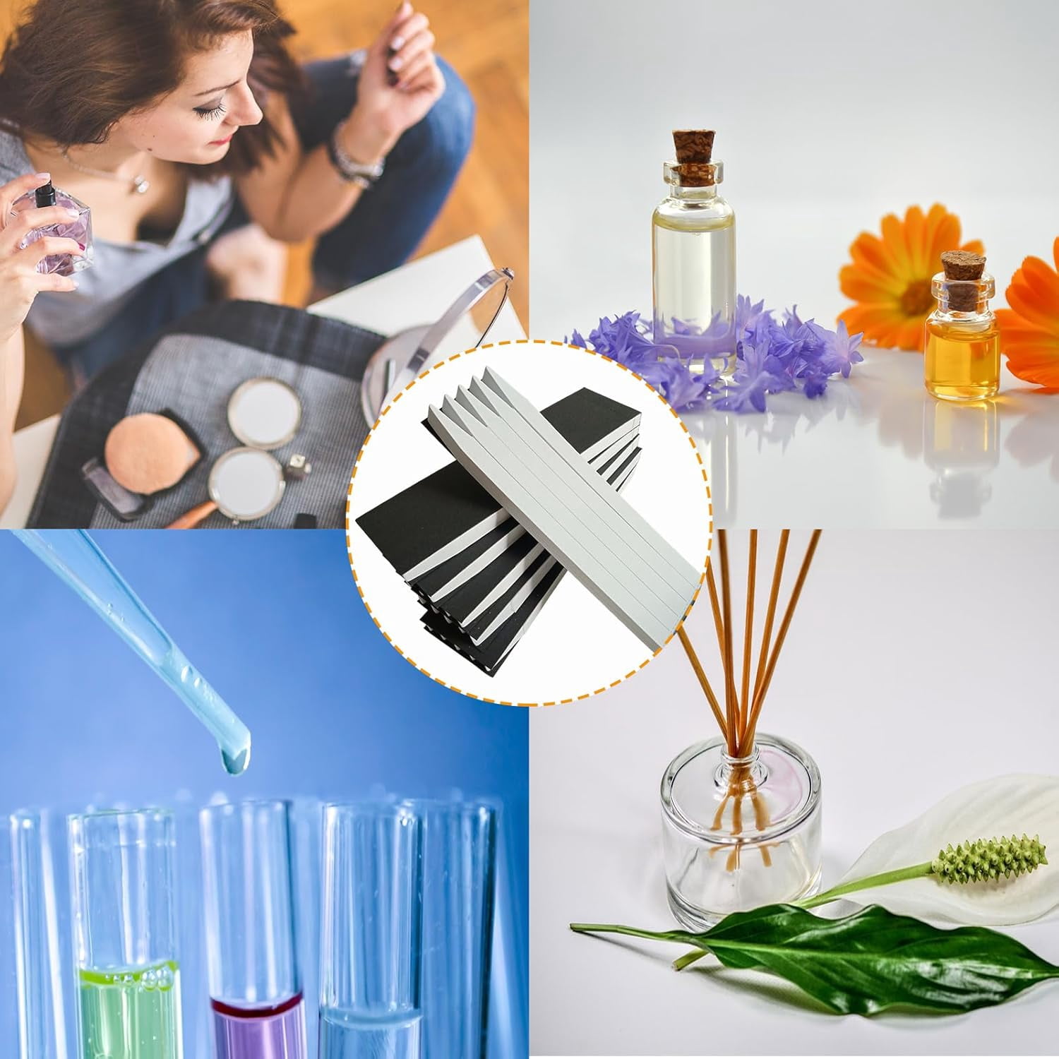 ABCISI 1000 Pcs Perfume Tester Strips, Disposable Fragrance Tester Strips, Essential Oils Test Strip for Aromatherapy, Fast and Accurate Results with Portable Size, Safe Paper Material