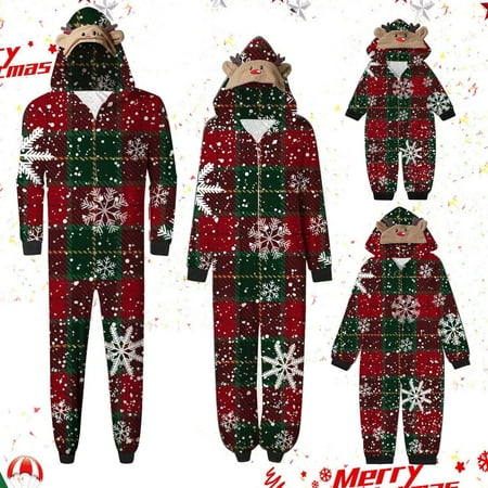 

Odeerbi Matching Family Christmas Pajamas Sets Baby Hooded Onesie Romper Jumpsuits Boys Girls Xmas Cute Plush Romper Solid Color 2024 Long Sleeve Jumpsuit Loungewear Sleepwear Jammies for Baby