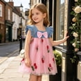 thumbnail image 4 of Babcutegg Charming Denim Skirt Dress With Sweet Cherry Embellishment Breathable Sleeveless Design For Little Girls Pink Size 6, 4 of 9